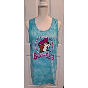 Bucees Mens M Tank Top Ocean Blue Tye Dye Beaver‎ Logo Shirt